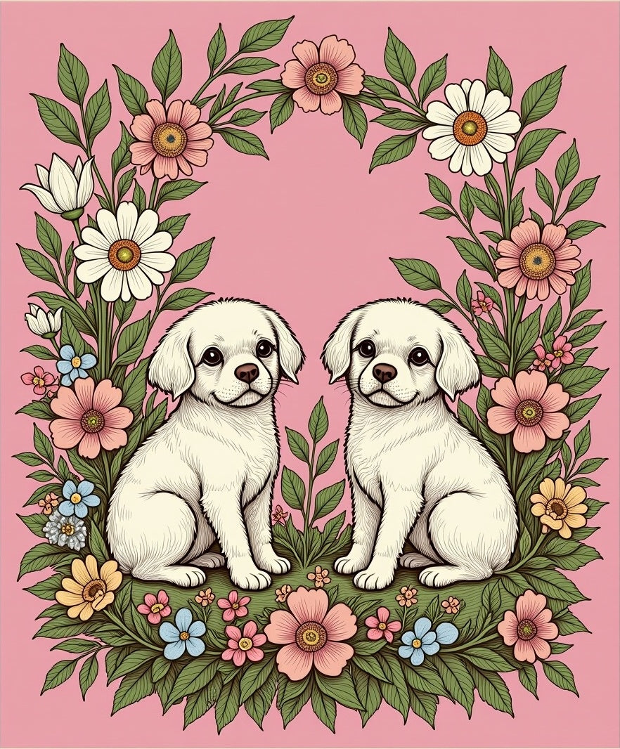 Sweet Puppy Floral Meadow Garden Rug