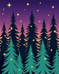 Night Sky Forest Starry Trees Rug