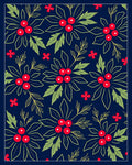 Festive Navy Red Holly Berry Rug