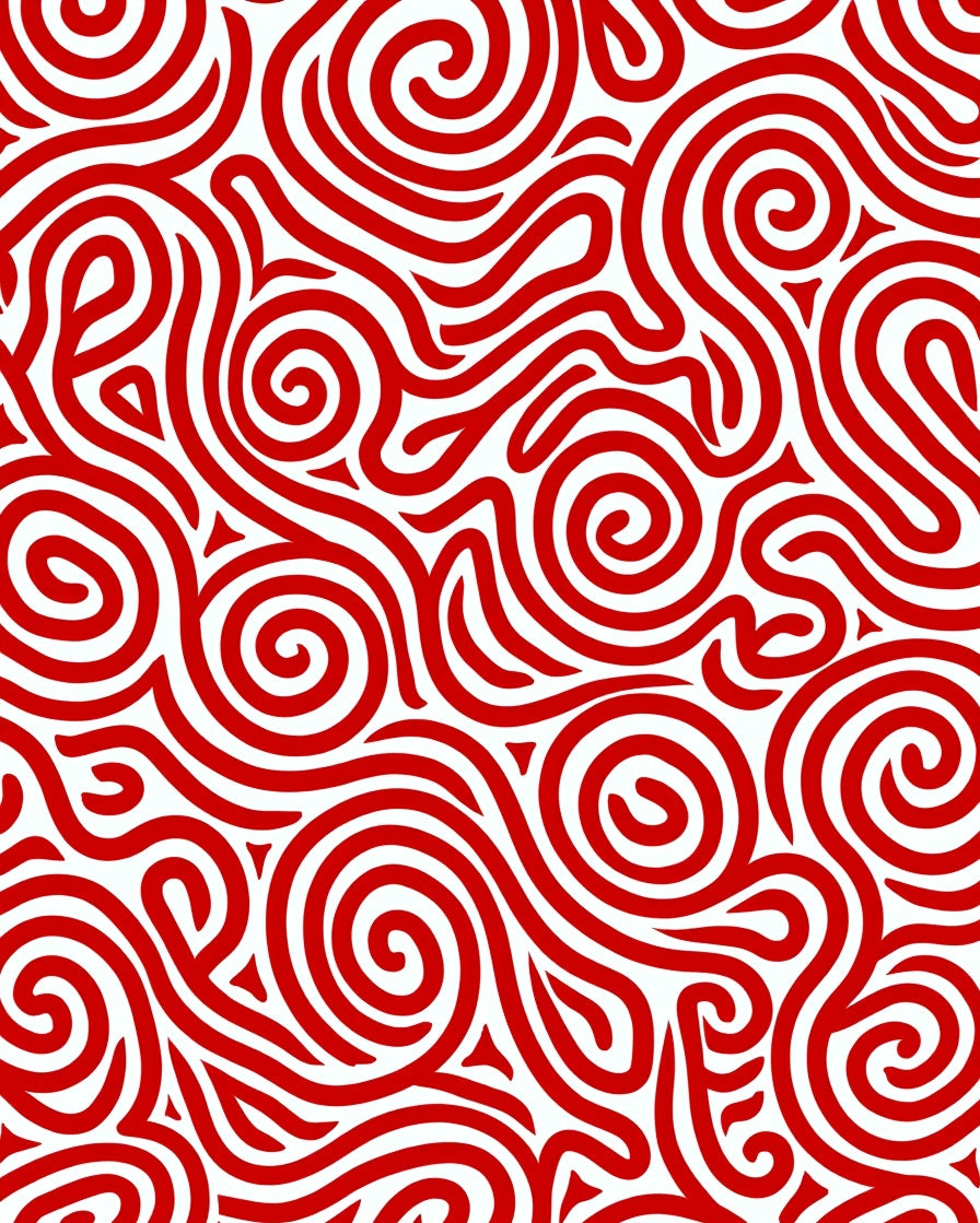 Crimson Swirl Abstract Line Rug