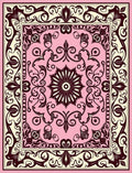 Pink Burgundy Floral Vine Scroll Rug
