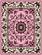 Pink Burgundy Floral Vine Scroll Rug