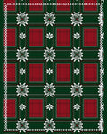 Green Red Plaid Floral Border Rug