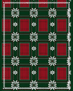 Green Red Plaid Floral Border Rug