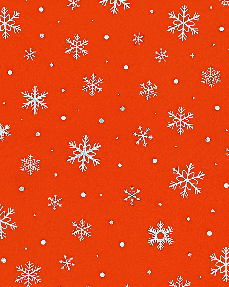 Orange Snowflakes Glitter Scattered Rug