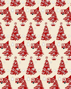 Red Christmas Trees and Cars Rug