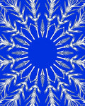 White Feather Mandalas on Blue Background Rug