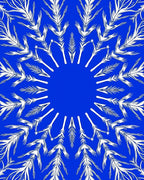 White Feather Mandalas on Blue Background Rug