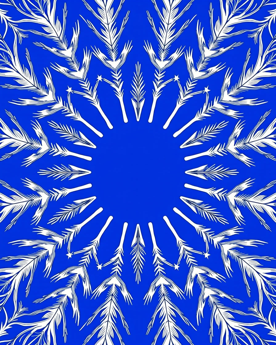 White Feather Mandalas on Blue Background Rug