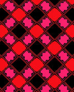 Bold Red Pink Diamond Lattice Rug