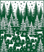Forest Green Winter Deer Snowflake Rug
