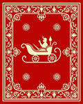 Crimson Sleigh Cavalcade Floral Border Rug