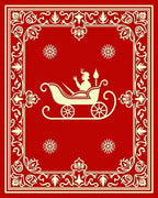 Crimson Sleigh Cavalcade Floral Border Rug
