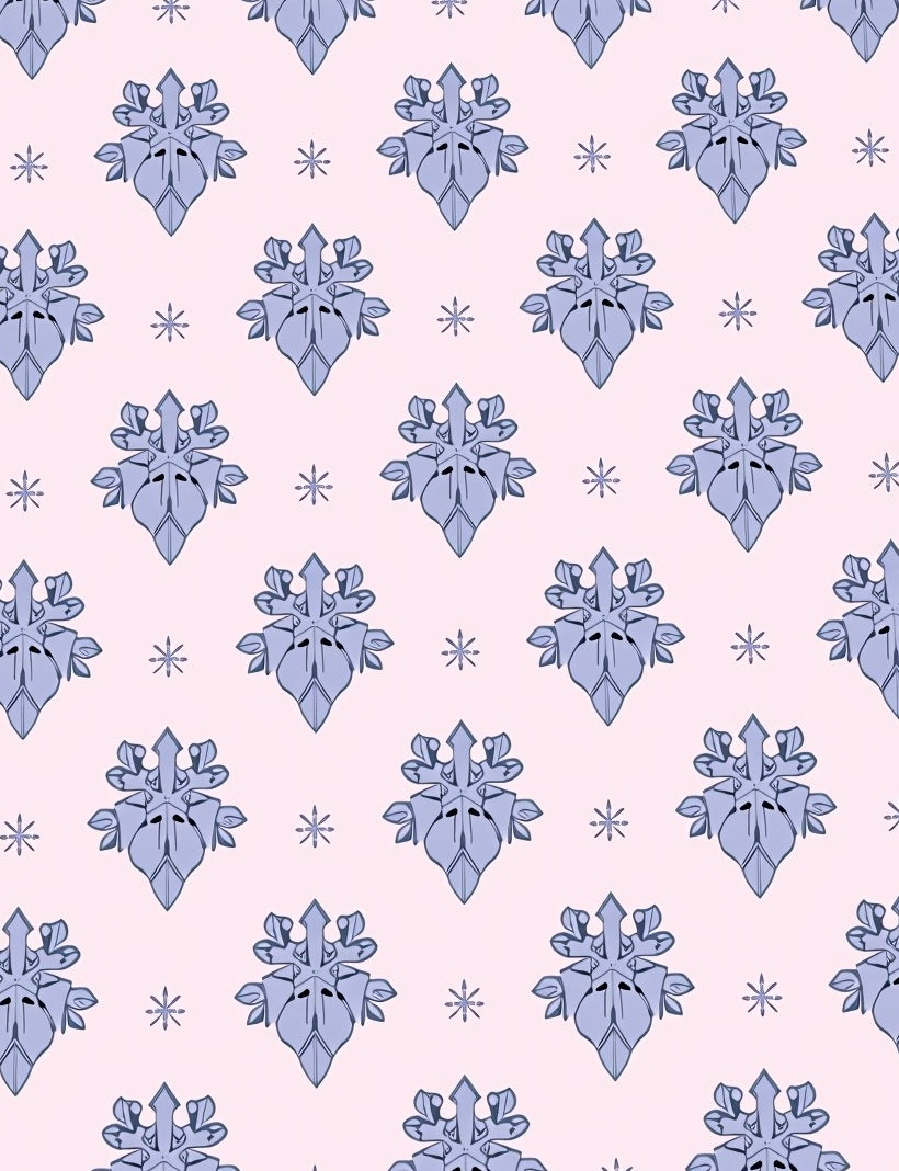 Pale Pink Blue Frost Flower Repeating Rug
