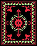 Crimson Mint Black Floral Motif Rug