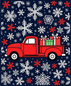 Red Truck Snowflakes Holiday Rug