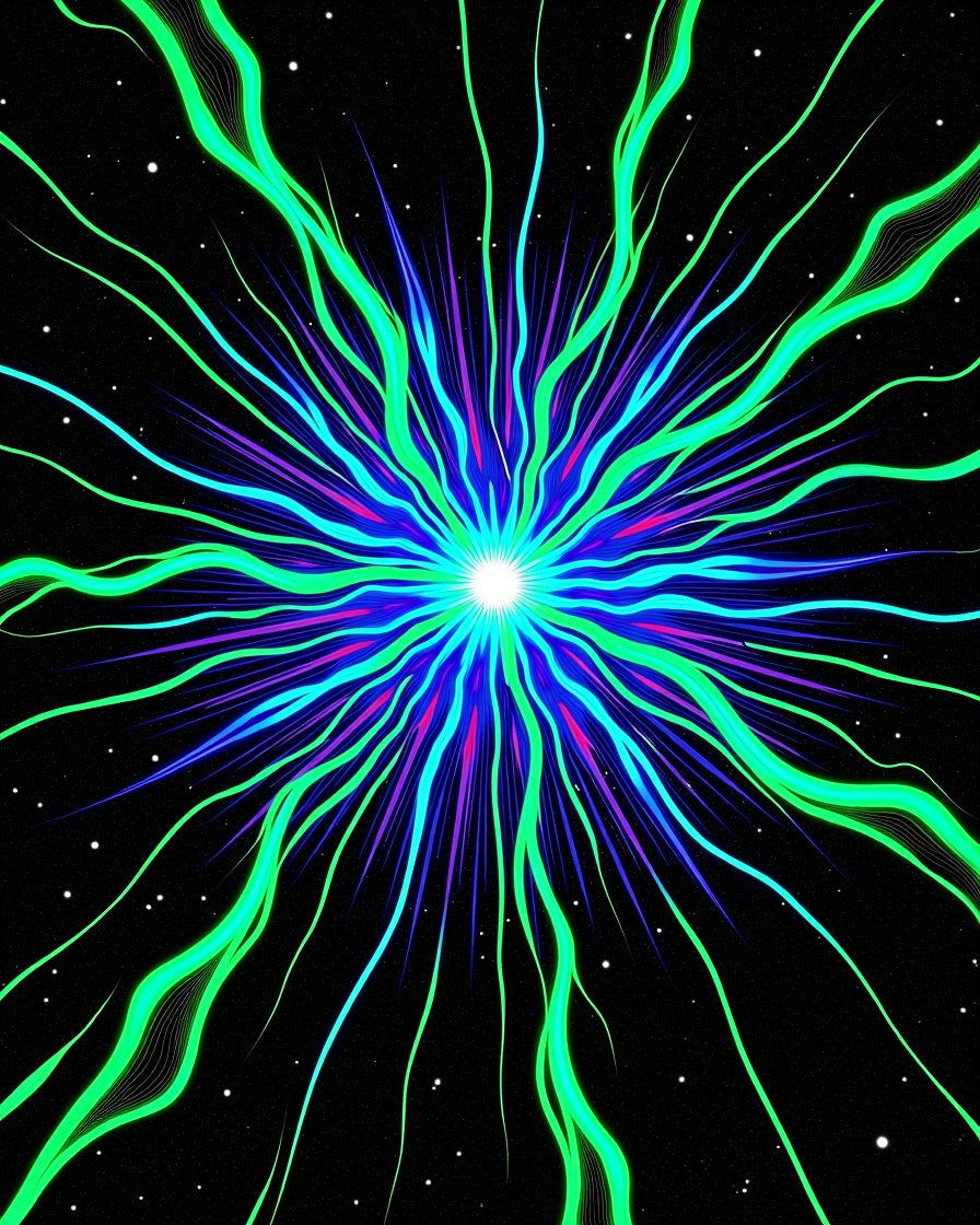 Neon Burst Swirl Galaxy Rug
