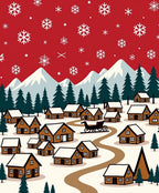 Winter Village Snowfall Sleigh Scene Rug