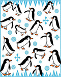 Playful Penguin Blue Ice Snowflake Rug