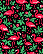 Vibrant Flamingos Amongst Lush Green Foliage Rug