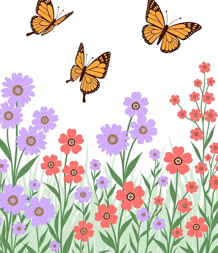Whimsical Orange Butterfly Garden Rug