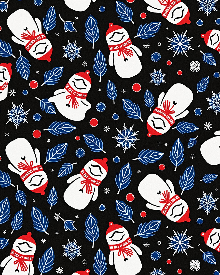 Whimsical Snowman Snowflake Garland Rug
