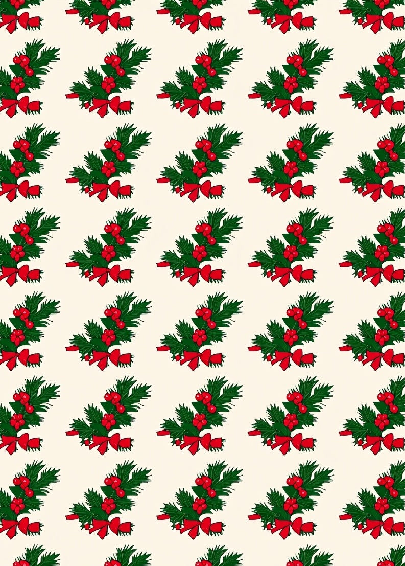 Festive Holly Berry Evergreen Bow Arrangement Rug