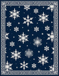Midnight Blue Snowflakes Border Rug