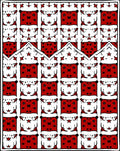 Red White Geometric Star Grid Rug