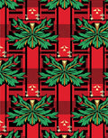 Bold Red Green Leaf Plaid Accents Rug