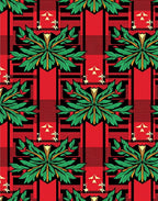 Bold Red Green Leaf Plaid Accents Rug