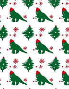 Festive Green Dino Christmas Snowflake Rug