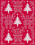 Festive Red White Evergreen Swirl Rug