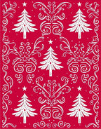 Festive Red White Evergreen Swirl Rug