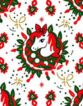 Festive Unicorn Wreath Red Green Gold Rug