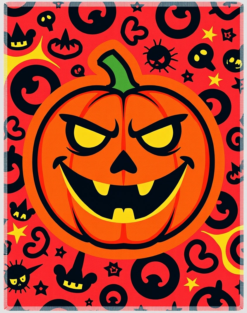 Spooky Halloween Orange Pumpkin Collage Rug
