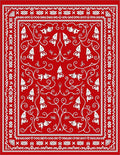 Folk Art Red White Whimsical Figures Rug