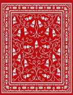 Folk Art Red White Whimsical Figures Rug