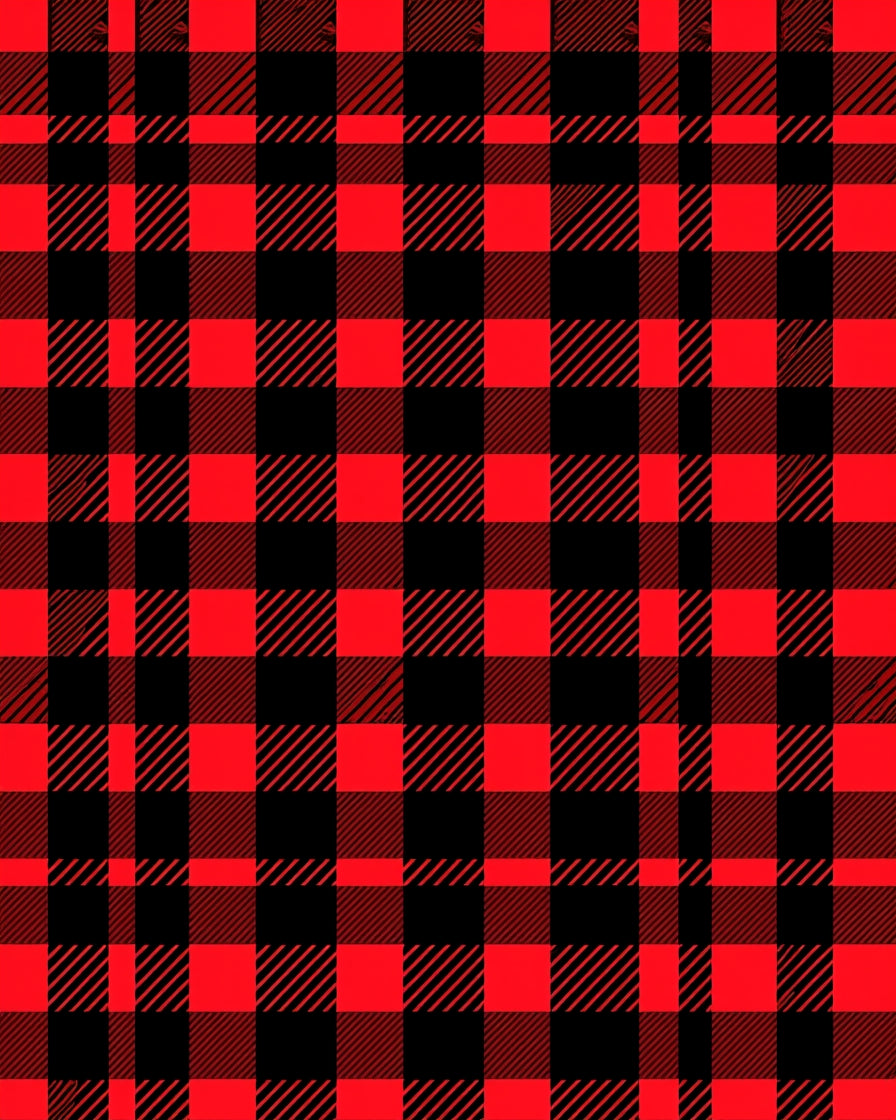 Crimson Black Plaid Squares Rug