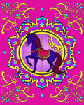 Vibrant Purple Horse Carousel Medallion Rug