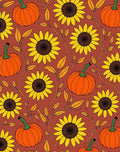 Autumn Sunflower Pumpkin Vine Rug
