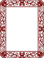 Rich Burgundy Floral Vine Border Rug