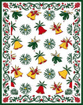 Festive Red Green Yellow Bells Border Rug