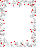 Red Berry Branch Outline Border Rug