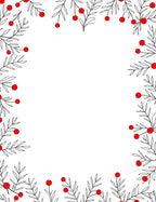 Red Berry Branch Outline Border Rug