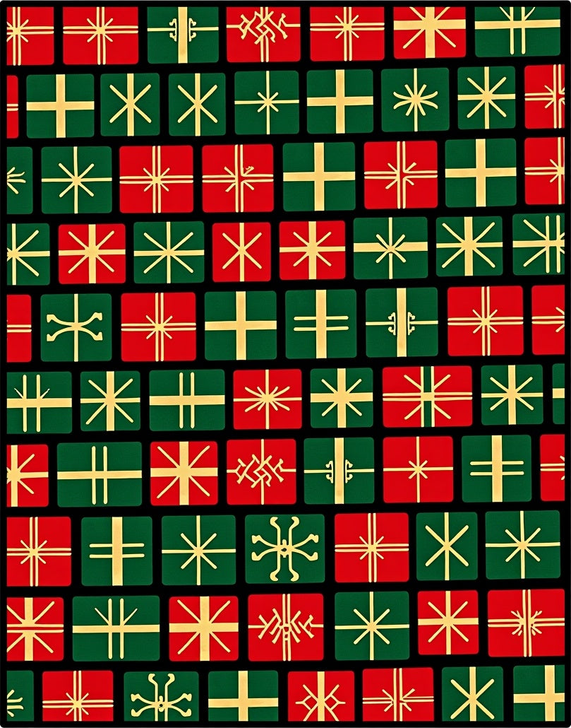 Festive Red Green Wrapped Gifts Rug