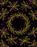 Yellow Leafy Branches Pink Dots Rundel Rug