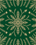 Golden Laurel Snowflake On Deep Green Rug