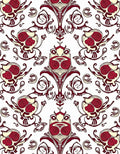 Crimson Skull Baroque Floral Rug