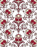 Crimson Skull Baroque Floral Rug